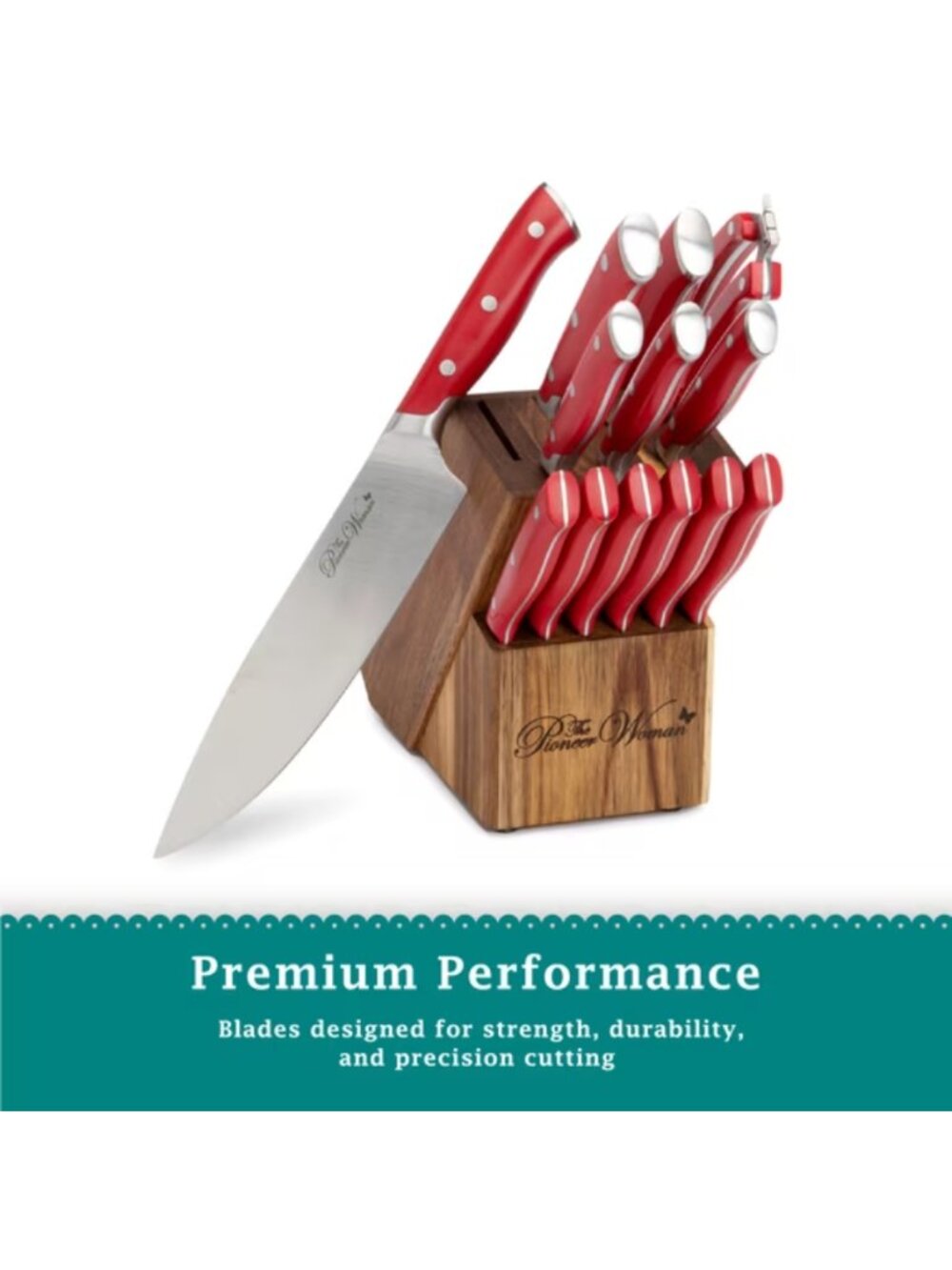 The Pioneer Woman Home Red Signature 14-Piece Stainless Steel Knife Block Set - Picture 2 of 5